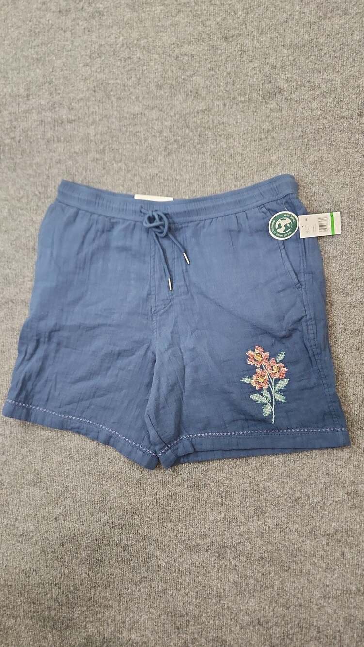 Aeropostale All Day Jogger Short 7" Blue Floral Embroidered Size L